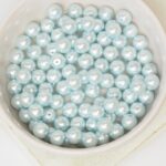 6 mm Round Glass beads Pearly Silver Blue x 40 pc(s)