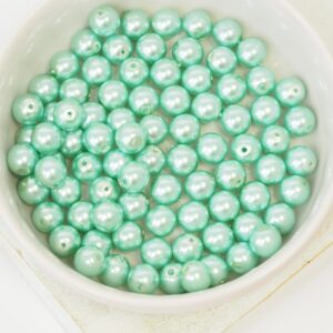 6 mm Round Glass beads Pearly Peppermint x 40 pc(s)