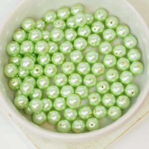 6 mm Round Glass beads Pearly Mint Green x 40 pc(s)