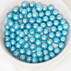 6 mm Round Glass beads Pearly Nile Blue x 40 pc(s)