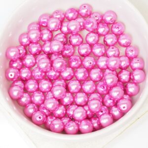 6 mm Round Glass beads Pearly Pink x 40 pc(s)