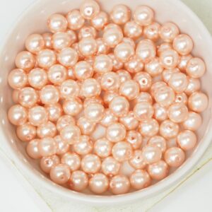 6 mm Round Glass beads Pearly Rose Peach x 40 pc(s)