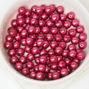 6 mm Round Glass beads Pearly Cranberry x 40 pc(s)