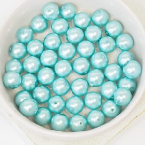 8 mm Round Glass beads Pearly Tiffany Blue x 20 pc(s)