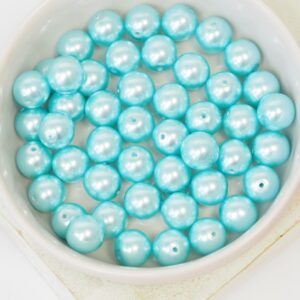 8 mm Round Glass beads Pearly Light Aquamarine x 20 pc(s)