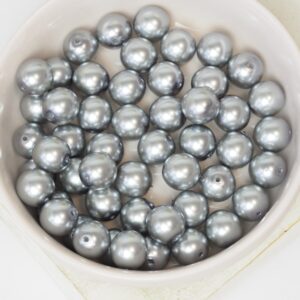 8 mm Round Glass beads Pearly Silver x 20 pc(s)