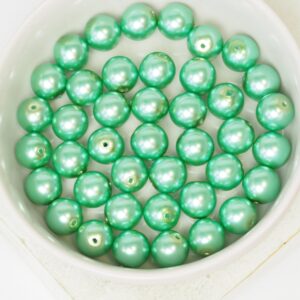 8 mm Round Glass beads Pearly Shell Green x 20 pc(s)