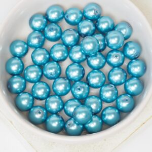 8 mm Round Glass beads Pearly Nile Blue x 20 pc(s)