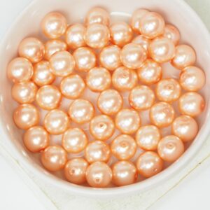 8 mm Round Glass beads Pearly Orange Sherbet x 20 pc(s)