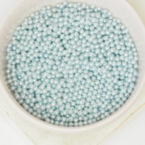 2 mm Round Glass beads Pearly Silver Blue x 100 pc(s)