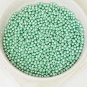 2 mm Round Glass beads Pearly Peppermint x 100 pc(s)