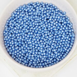 2 mm Round Glass beads Pearly Light Sapphire x 100 pc(s)