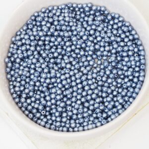 2 mm Round Glass beads Pearly Persian Blue x 100 pc(s)