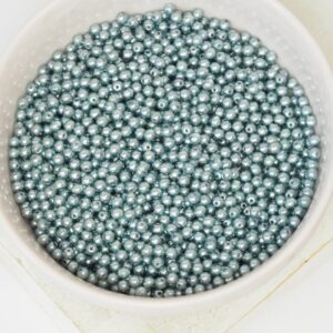 2 mm Round Glass beads Pearly Smoked Silver x 100 pc(s)