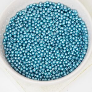 2 mm Round Glass beads Pearly Nile Blue x 100 pc(s)