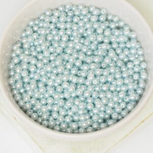 3 mm Round Glass beads Pearly Silver Blue 100 x  pc(s)