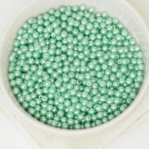 3 mm Round Glass beads Pearly Peppermint 100 x  pc(s)