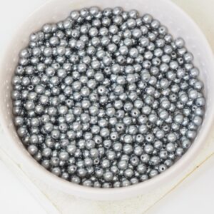 3 mm Round Glass beads Pearly Silver 100 x pc(s)