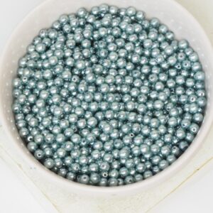 3 mm Round Glass beads Pearly Smoked Silver 100 x  pc(s)