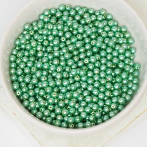 3 mm Round Glass beads Pearly Shell Green 100 x  pc(s)