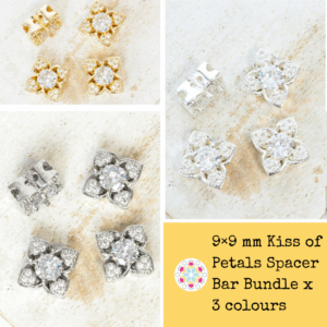 9×9 mm Kiss of Petals Spacer Bar Bundle x 3 colours