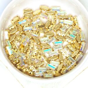 3x7 mm Preciosa Fancy Baguette Crystal AB with Gold-colored claw x 10 pc(s)