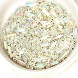 3x7 mm Preciosa Fancy Baguette Crystal AB with Silver-colored claw x 10 pc(s)