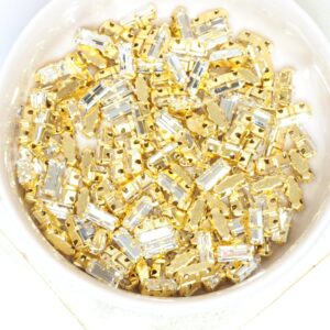 3x7 mm Preciosa Fancy Baguette Crystal with Gold-colored claw x 10 pc(s)