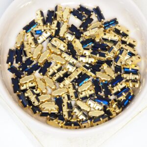 3x7 mm Preciosa Fancy Baguette Dark Indigo with Gold-colored claw x 10 pc(s)