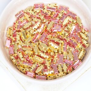 3x7 mm Preciosa Fancy Baguette Light Rose with Gold-colored claw x 10 pc(s)