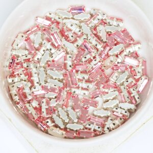 3x7 mm Preciosa Fancy Baguette Light Rose with Silver-colored claw x 10 pc(s)