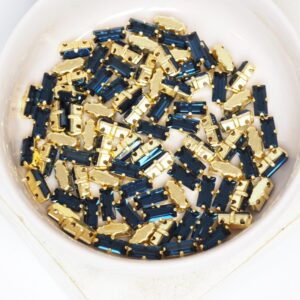 3x7 mm Preciosa Fancy Baguette Montana with Gold-colored claw x 10 pc(s)