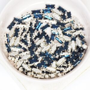 3x7 mm Preciosa Fancy Baguette Montana with Silver-colored claw x 10 pc(s)