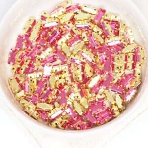 3x7 mm Preciosa Fancy Baguette Rose with Gold-colored claw x 10 pc(s)
