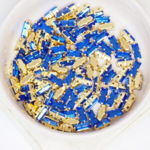 3x7 mm Preciosa Fancy Baguette Sapphire with Gold-colored claw x 10 pc(s)