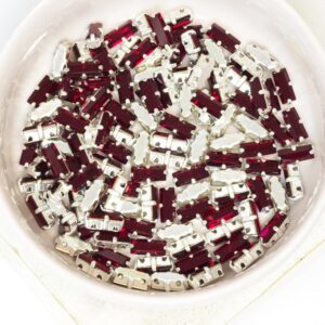 3x7 mm Preciosa Fancy Baguette Siam with Silver-colored claw x 10 pc(s)