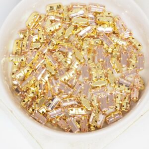 3x7 mm Preciosa Fancy Baguette Vintage Rose with Gold-colored claw x 10 pc(s)