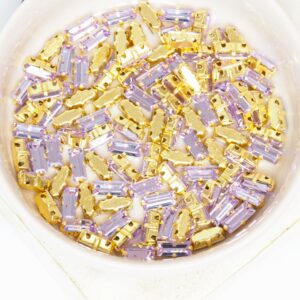 3x7 mm Preciosa Fancy Baguette Violet with Gold-colored claw x 10 pc(s)