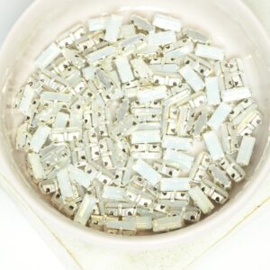 3x7 mm Preciosa Fancy Baguette White Opal with Silver-colored claw x 10 pc(s)