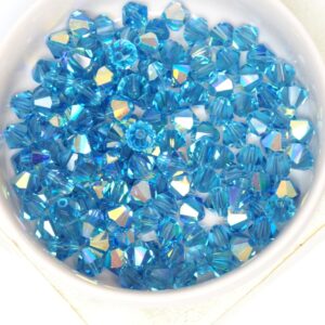 6 mm Preciosa bicone beads Malibu Blue AB x 25 pc(s)