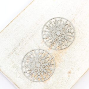 20 mm Snowflake Filigree Platinum colored x 2 pc(s)