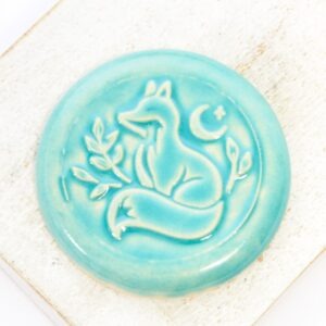 36 mm Foxy Round Beadingschool Art Cabochon Aqua on light clay x 1 pc(s)