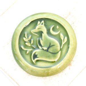 36 mm Foxy Round Beadingschool Art Cabochon Moss Green on light clay x 1 pc(s)