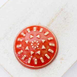 26 mm Small Round Klimt Artline Geometrics Beadingschool Art Cabochon Heritage Red on light clay x 1 pc(s)
