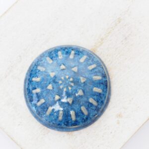 26 mm Small Round Klimt Artline Geometrics Beadingschool Art Cabochon Stormy Lapis on light clay x 1 pc(s)