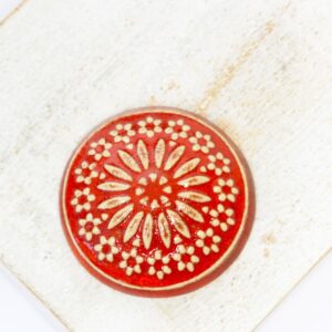 26 mm Small Round Klimt Blossom Beadingschool Art Cabochon Heritage Red on light clay x 1 pc(s)