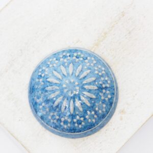 26 mm Small Round Klimt Blossom Beadingschool Art Cabochon Stormy Lapis on light clay x 1 pc(s)
