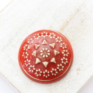 26 mm Small Round Klimt Floral Triad Beadingschool Art Cabochon Heritage Red on light clay x 1 pc(s)