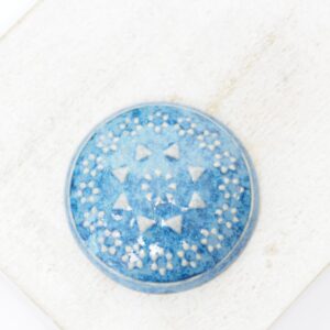26 mm Small Round Klimt Floral Triad Beadingschool Art Cabochon Stormy Lapis on light clay x 1 pc(s)