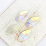 9x18 mm Navette glass cabochon Crystal AB x 4 pc(s)